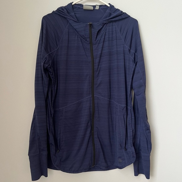 Athleta Jackets & Blazers - Athleta Baja UPF Navy Blue Jacket Size Medium Hooded Running Jacket